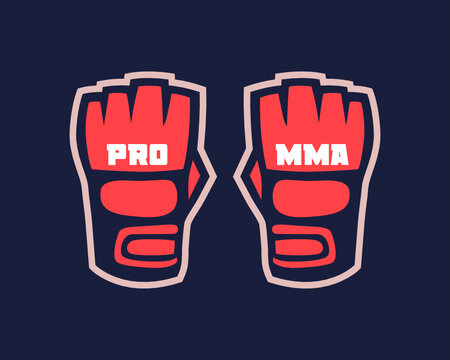 Couple of Red MMA Gloves. Vector Image Template