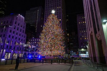 The Christmas tree at Rockefeller Center in New York City