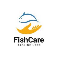Obraz premium fish with hand care logo icon vector template