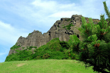 Fototapeta na wymiar A huge volcanic rock on Jeju island which is part of South Korea