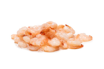 Frozen shrimps isolated on white background.