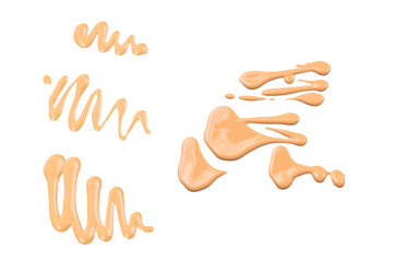 Liquid foundation swatch isolated on white background. Close Up of makeup cream sample.