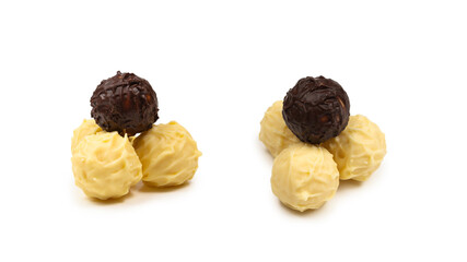 Chocolate truffle isolated on white background.