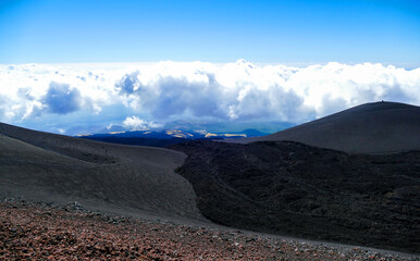 Landscape with solidified lava stream on mount Etna, Sicily, Italy

