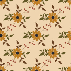 Flower  ilustration seamless pattern.Great for textile,fabric,wrapping paper,scrapbooking,ceramic motifs.