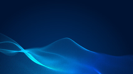 Dot blue wave light screen gradient texture background. Abstract  technology big data digital background. 3d rendering.