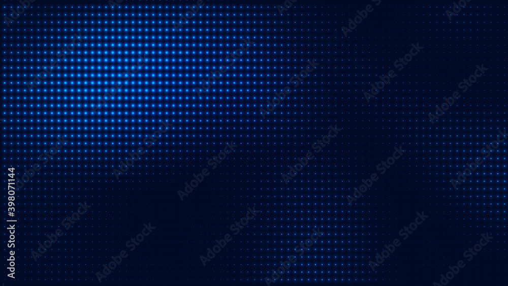 Poster Dot blue pattern screen led light gradient texture background. Abstract  technology big data digital background. 3d rendering.