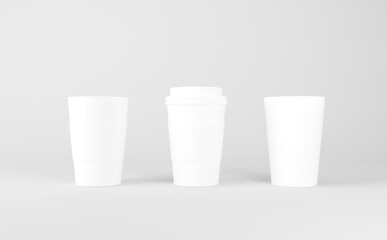  White Paper Coffee Cups Mockup 3D Render