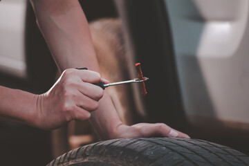 Repair Tires Recap patch a tyre ,Flat tire The tire is leaking from the nail Can a Tire be Repaired...