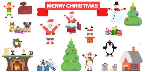 flat characters large selection of santa claus