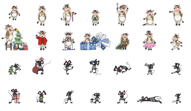 cows bulls and mice with rats in character picture