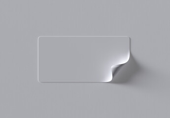 Fototapeta premium Rounded Rectangle Sticker Mouckup with Curled Corner. 3D render.