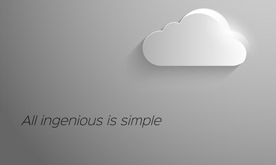 Simple banner with white cloud on gray background. Minimal design concept.