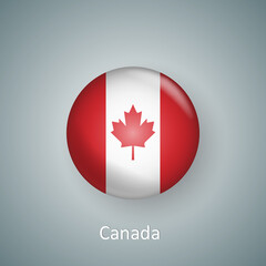 Canada flag icon circle 3d gradient isolated