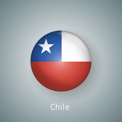 Chile flag icon circle 3d gradient isolated