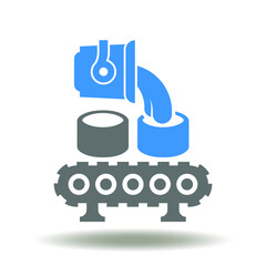 Conveyor line furnace molten icon vector. Automation steel production process symbol. Heavy Metallurgy Sign. Metal industry foundry illustration.