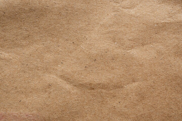 Brown crumpled paper recycled kraft sheet texture background