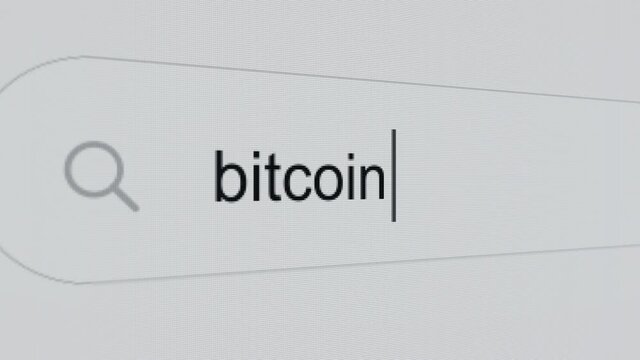 Bitcoin - Internet browser search bar typing destination text with camera movement.