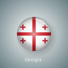 Obraz premium Georgia flag icon circle 3d gradient isolated
