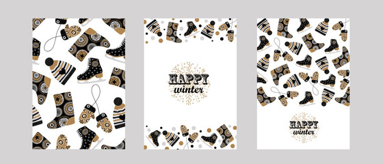 Cozy winter. Vector seamless pattern and poster.  Can be used in textile industry, paper, background, scrapbooking.