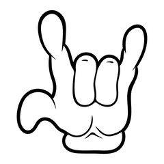 Cartoon hand tree illustration. Hand for a comic book. Heavy metal.