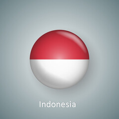 Indonesia flag icon circle 3d gradient isolated