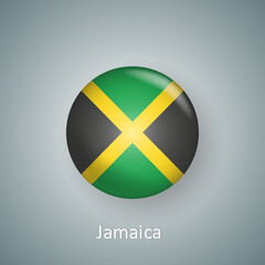 Jamaica flag icon circle 3d gradient isolated