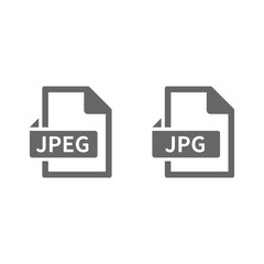 Jpeg and jpg button icon. File format black vector symbol.