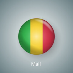 Mali flag icon circle 3d gradient isolated