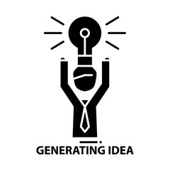 generating idea icon, black vector sign with editable strokes, concept illustration