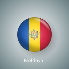 Fototapeta premium Moldova flag icon circle 3d gradient isolated