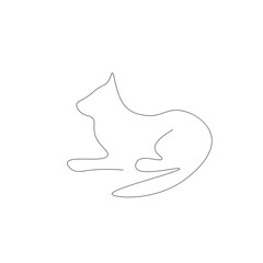 Cat silhouette line drawing vector illustration