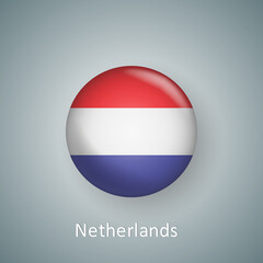 Netherlands flag icon circle 3d gradient isolated