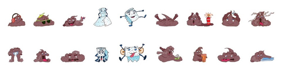 a selection of monsters from the toilet shit poop