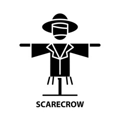 scarecrow icon, black vector sign with editable strokes, concept illustration