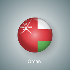 Oman flag icon circle 3d gradient isolated