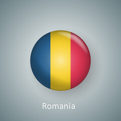 Fototapeta premium Romania flag icon circle 3d gradient isolated