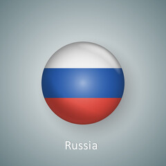Russia flag icon circle 3d gradient isolated