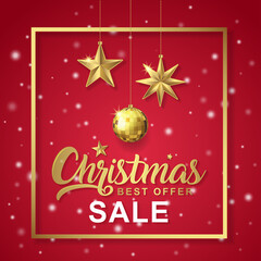 Merry christmas and happy new year sale banner design template