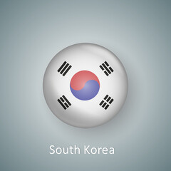 South Korea flag icon circle 3d gradient isolated