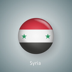 Syria flag icon circle 3d gradient isolated