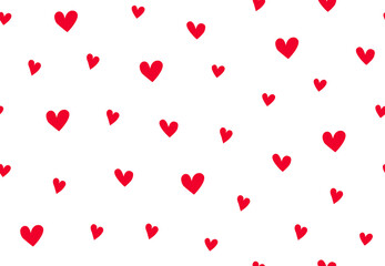 Abstract seamless pattern with red hearts. Trendy repeatable texture for fabric, wallpaper, textile, apparel, wrapping. Vector illustration