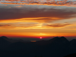 Sunset at Untersberg mountain in Berchtesgaden, Bavaria