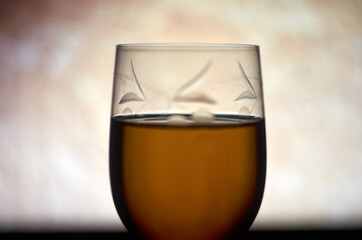 Photo of white wine glass close up