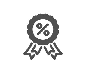 Discount medal icon. Sale offer sign. Promotion price award symbol. Quality design element. Flat style discount medal icon. Editable stroke. Vector