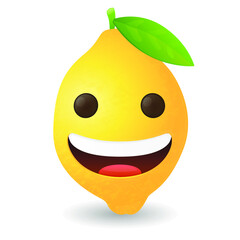 Happy Face Lemon Fruit Emoji Vector Design. Art Illustration Agriculture Farm Product.