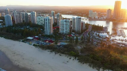 Sunset Southport and Gold Coast Broadwater, Colouful, peacful, Queensland Australia - Powered by Adobe