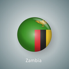 Obraz premium Zambia flag icon circle 3d gradient isolated
