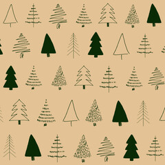Obraz premium Christmas trees on a yellow background