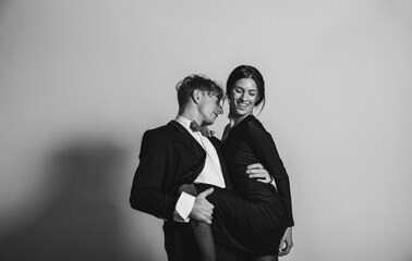 The lovely couple in love embracing